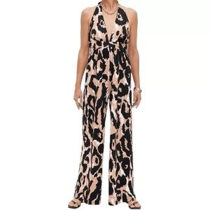 Diane Von Furstenberg Leopard Print Halter Jumpsuit
